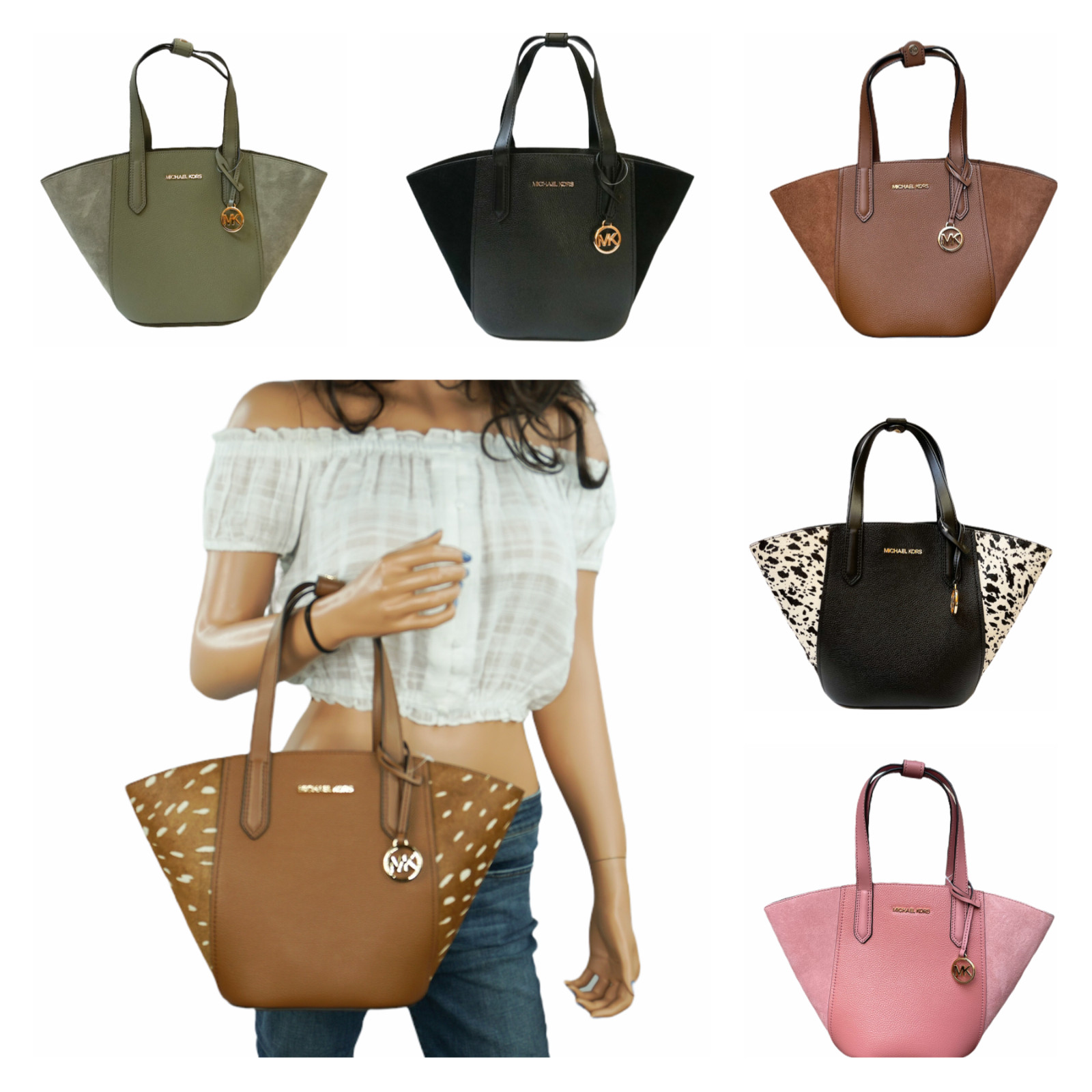MICHAEL KORS PORTIA SMALL BUCKET TOTE BAG $358-$458