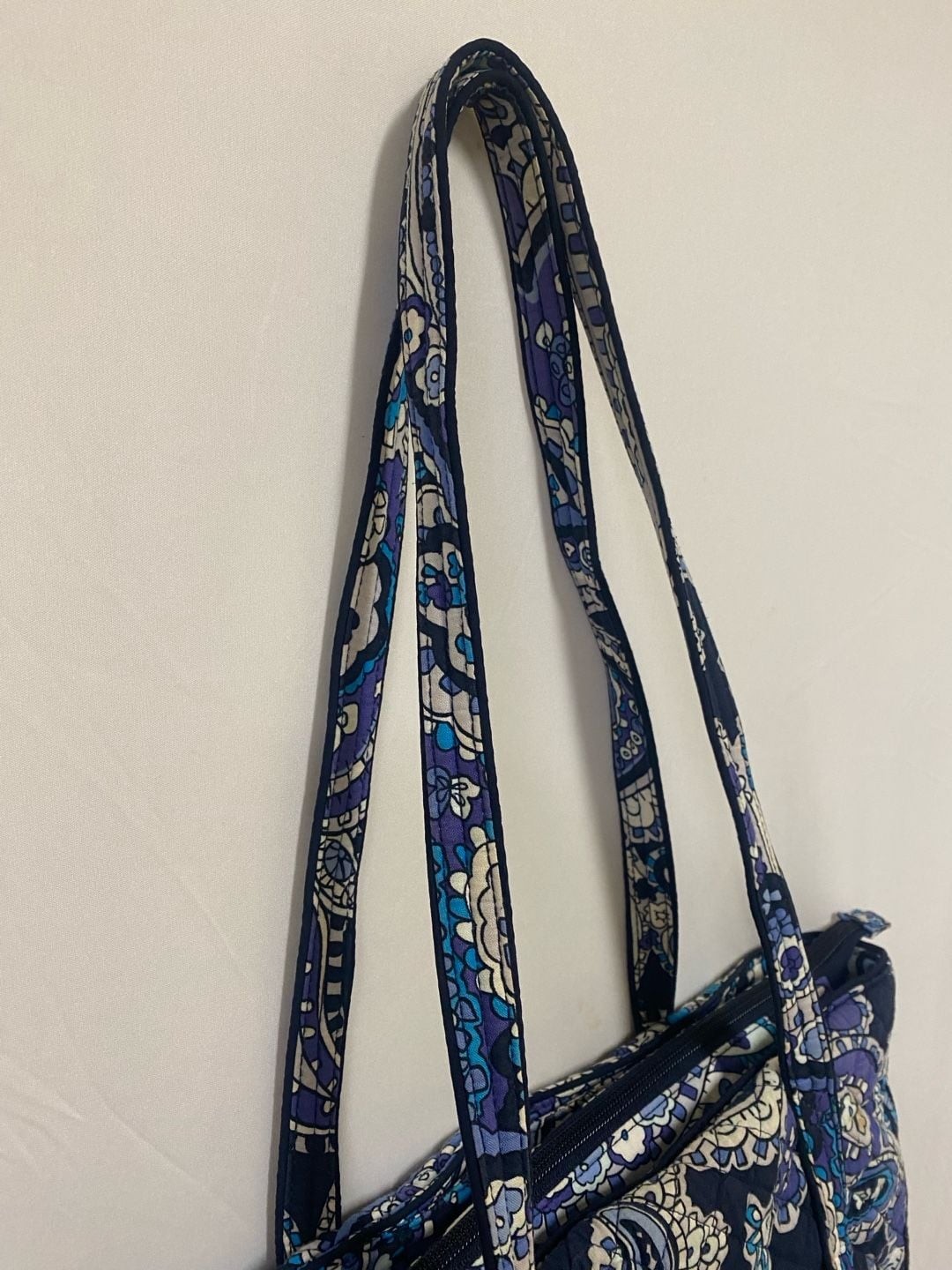 Vera Bradley Quilted Cotton Tote Bag Blue Paisley Print