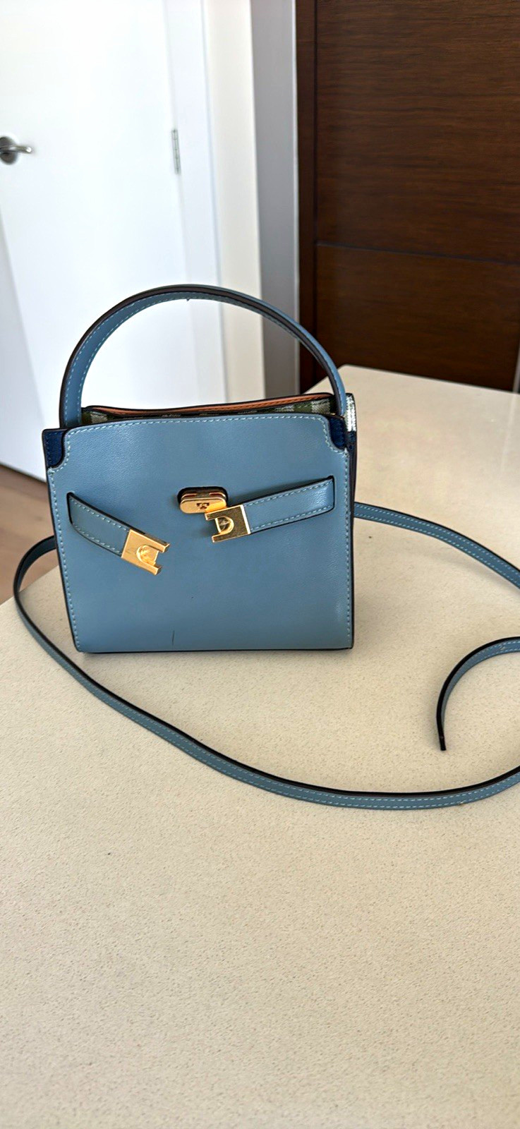 Baby Blue Tory Burch Lee Radziwill Petite Bag