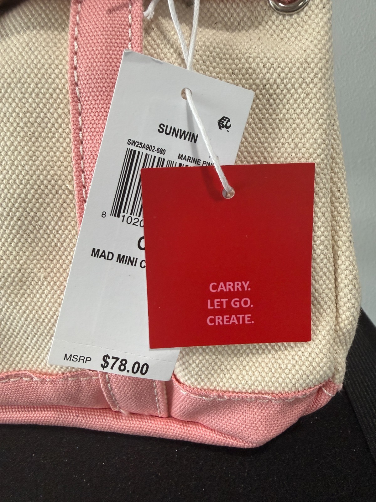 NEW Sunwin Madaket Classic Canvas Tote Marine Pink Trim
