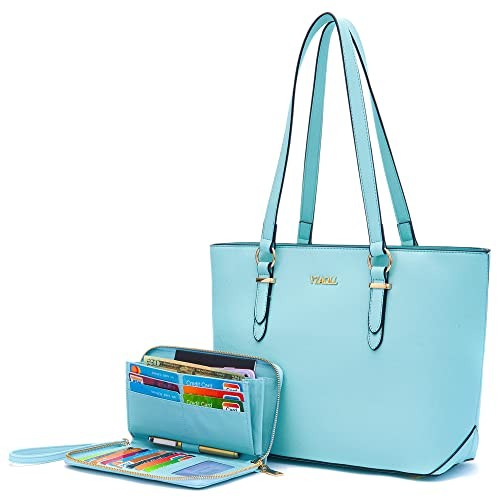 Purses for Women Faux Leather Medium Large Tote Satchel Shoulder Aiceblue