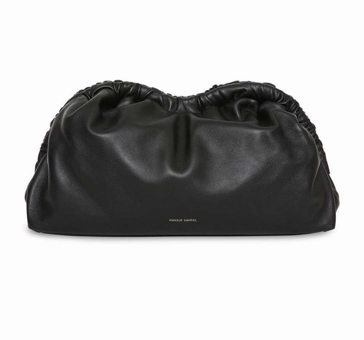 Mansur Gavriel Cloud Clutch Black w/ Red Leather Lining Magnetic Gold Hardware