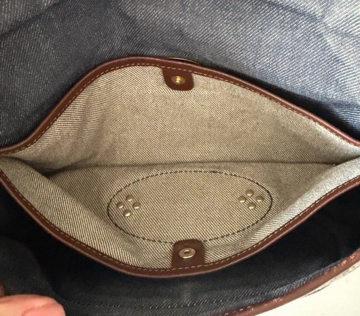 Celine Poulbot Triomphe Denim Studded Shoulder Bag