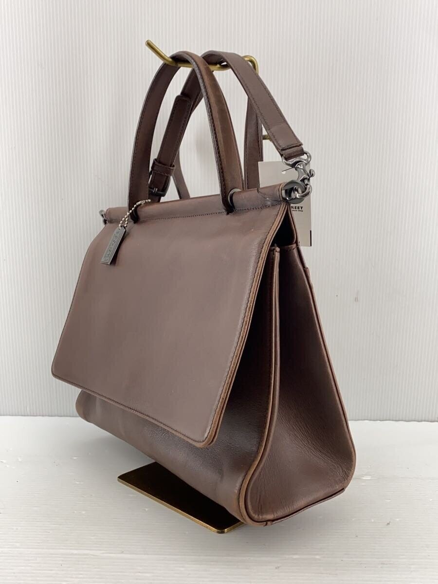 COACH Brown Leather Vintage Handbag Double Handle 1037 9185 Women 27.5cm