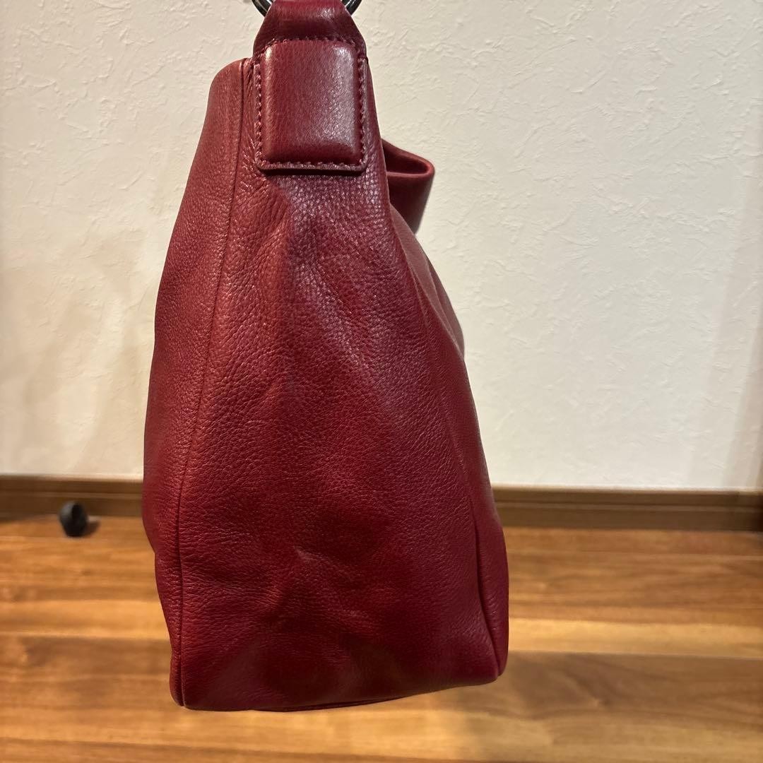 Tsuchiya Kaban Clarte Swing One Shoulder Bag Red Leather Auth