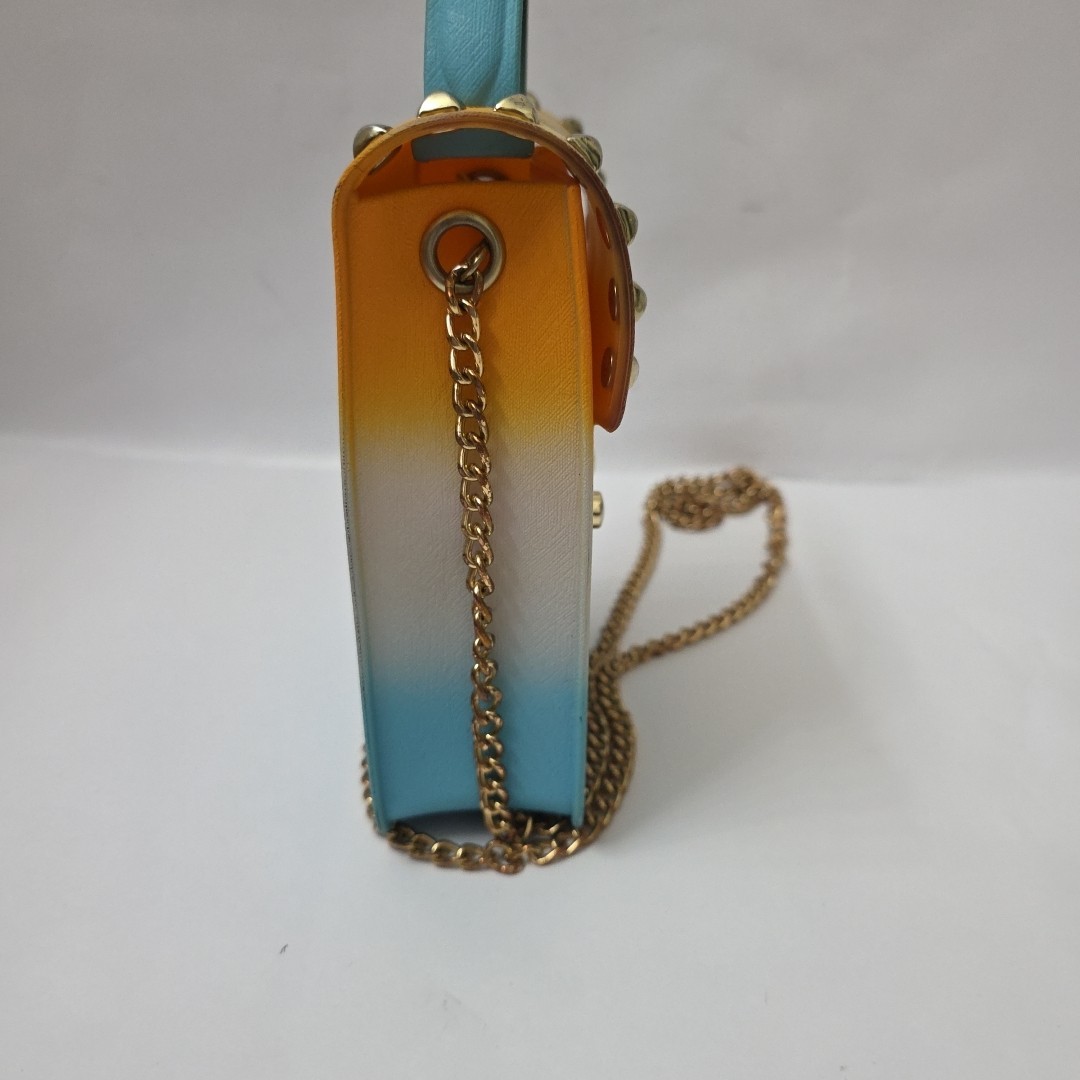Y2K Studded Crossbody Jelly Mini Bag Gold Chain Strap Ombre Purse Cute