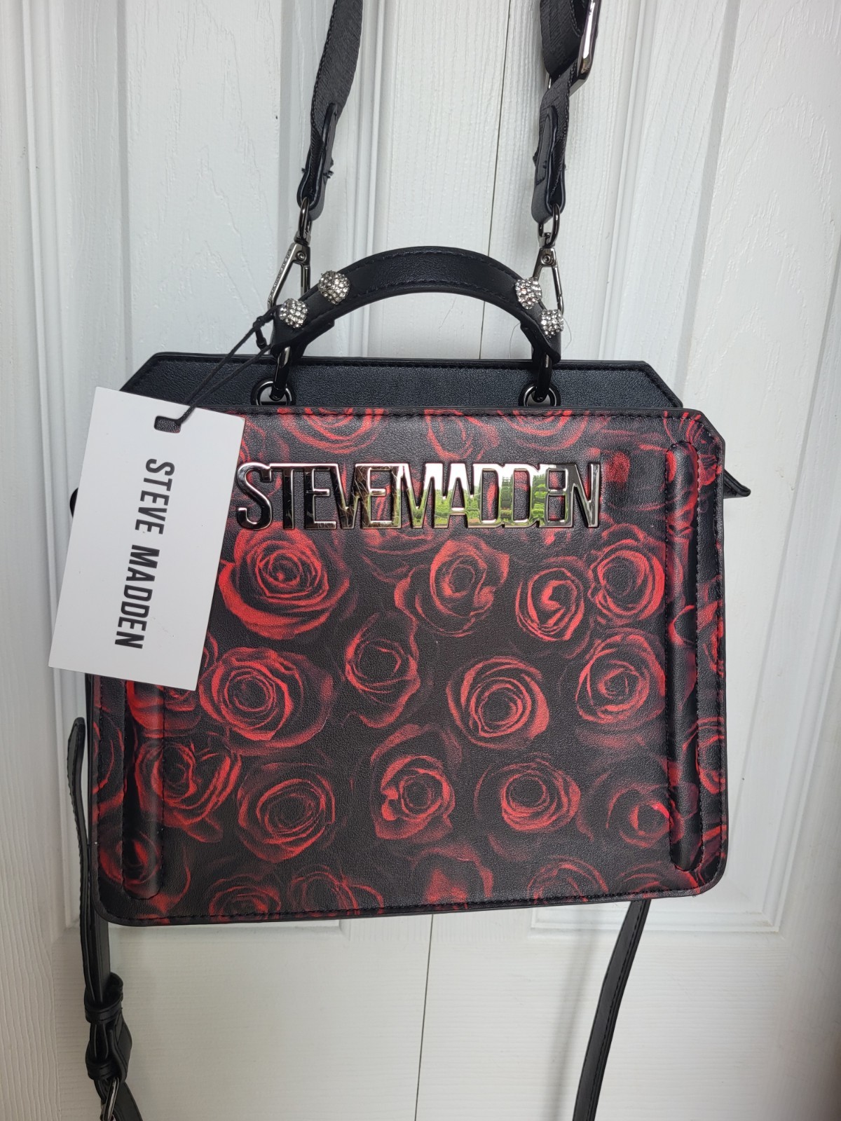 NWT Rare Steve Madden Black Rose Gothic Satchel Crossbody Bevelyn Y2K