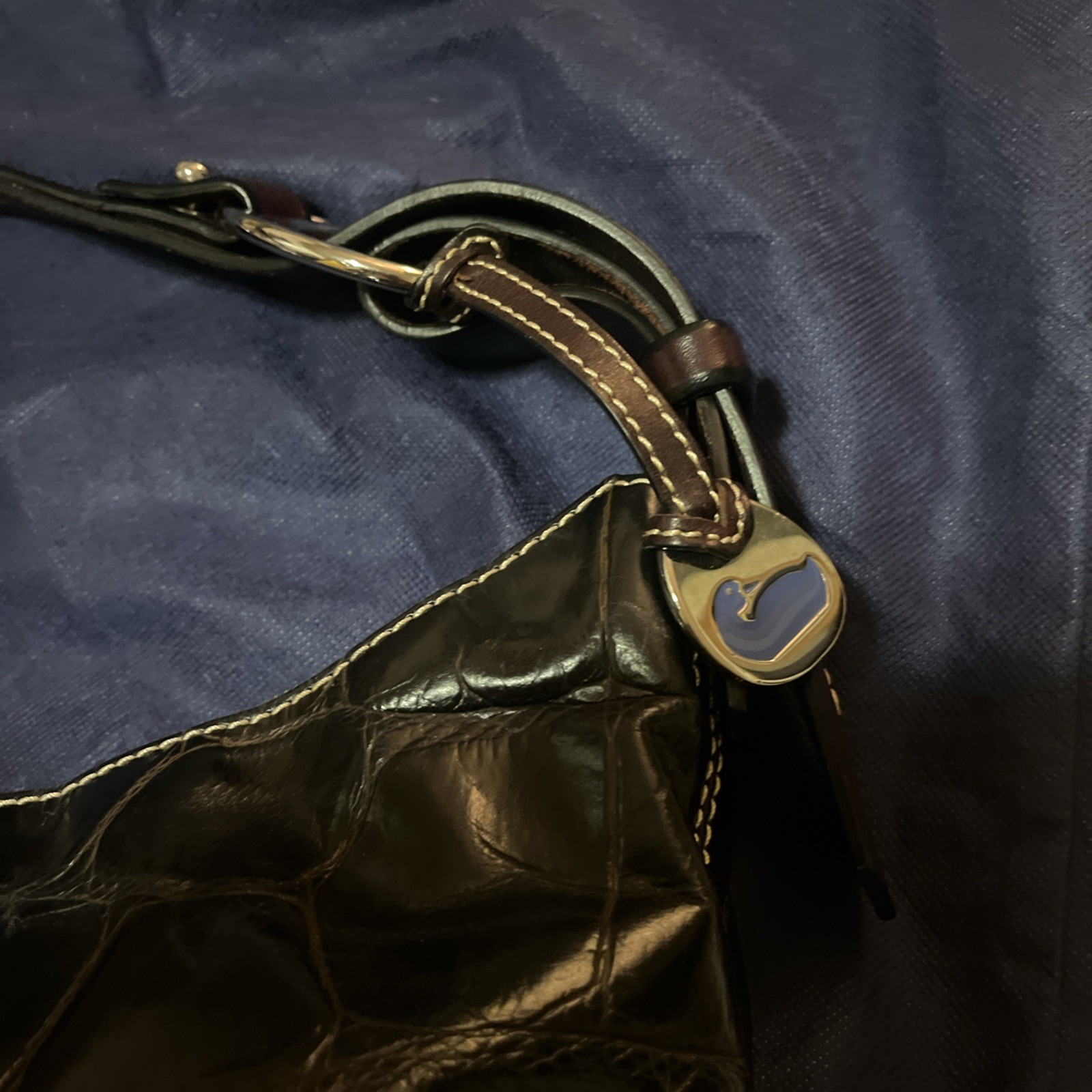 DOONEY & BOURKE-Harrison Brown Alligator Embossed Leather HOBO Bag W/ Dust Bag