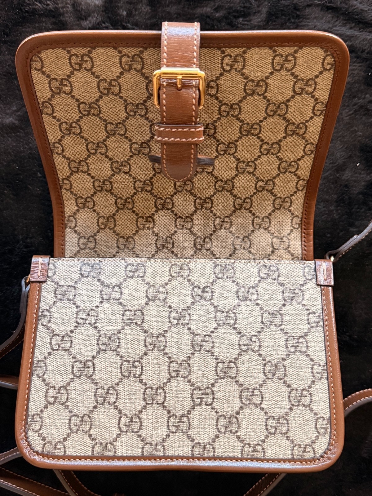 Gucci Beige/Ebony GG Supreme Canvas Mini Interlocking Shoulder Bag