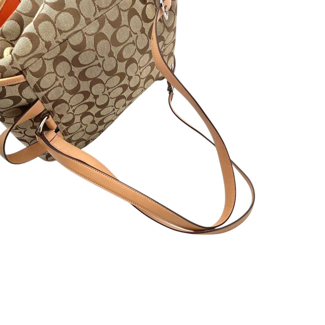 Excellent Condition COACH Bag Signature Pattern Canvas Backpack Rucksack Daypack