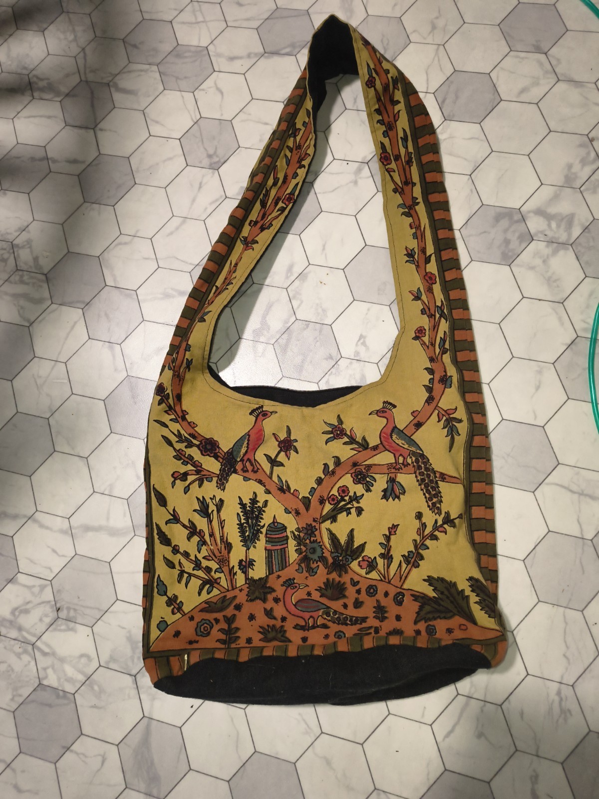 Tree Of Life Hobo Shoulder Bag With Peacocks