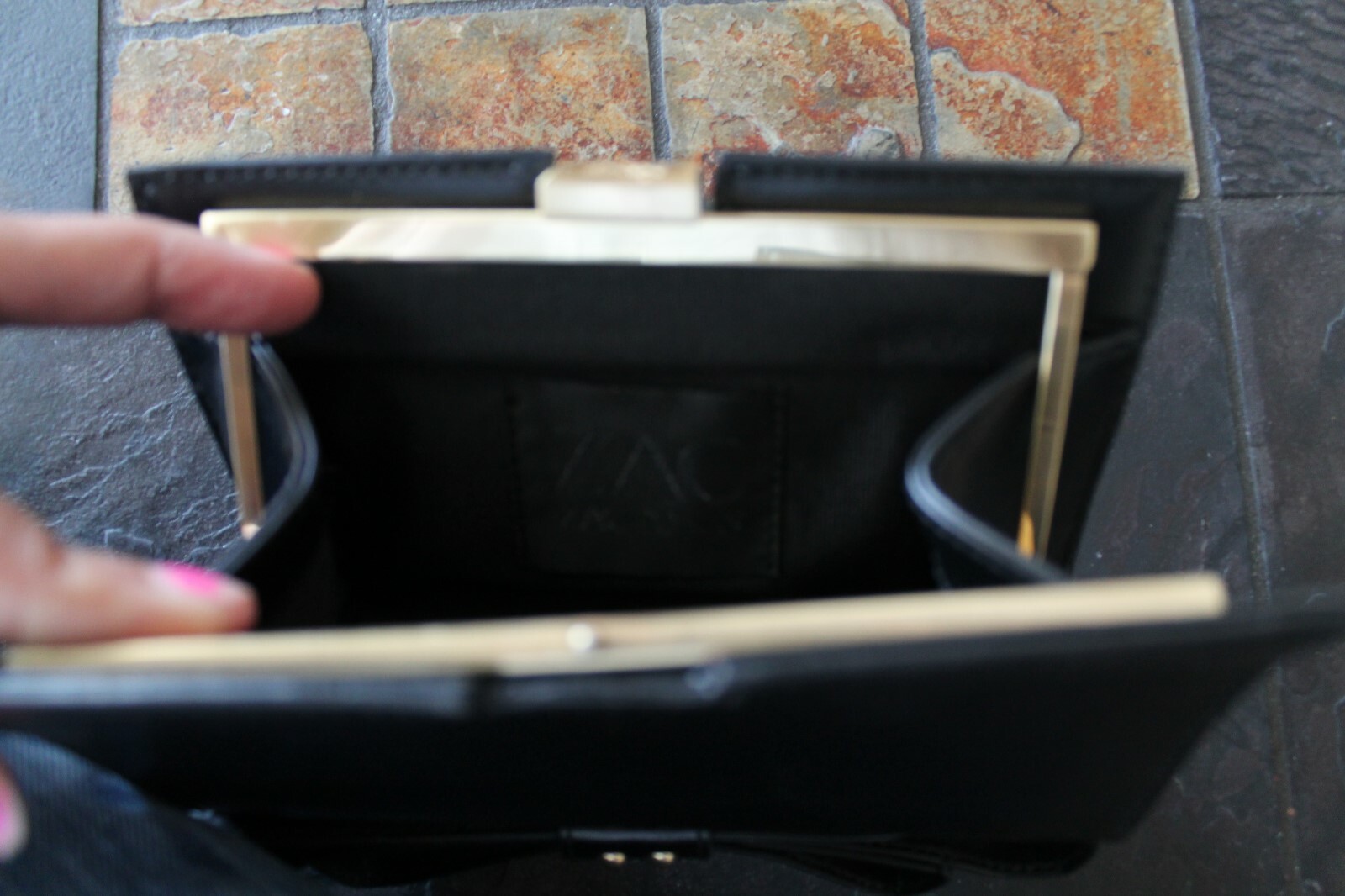 Zac Zac Posen Milla Black Leather Asymmetrical Bow Clutch Bag YJ01
