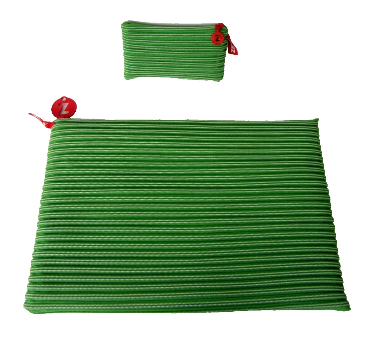 Zipit Brand 1 Small Case 1 Large Case “2” Bags Green Eco Friendly Zip Up