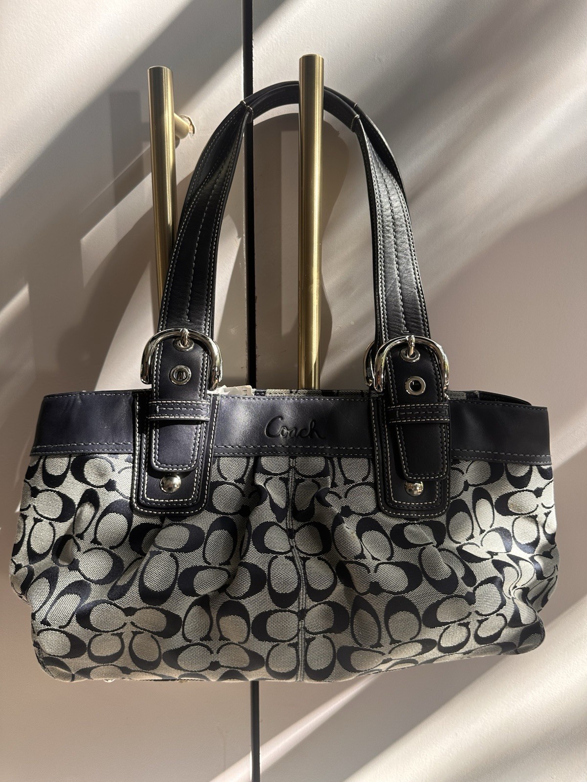 Coach Signature C Satchel Top Handle Bag Navy/Gray F13742- New with Tags