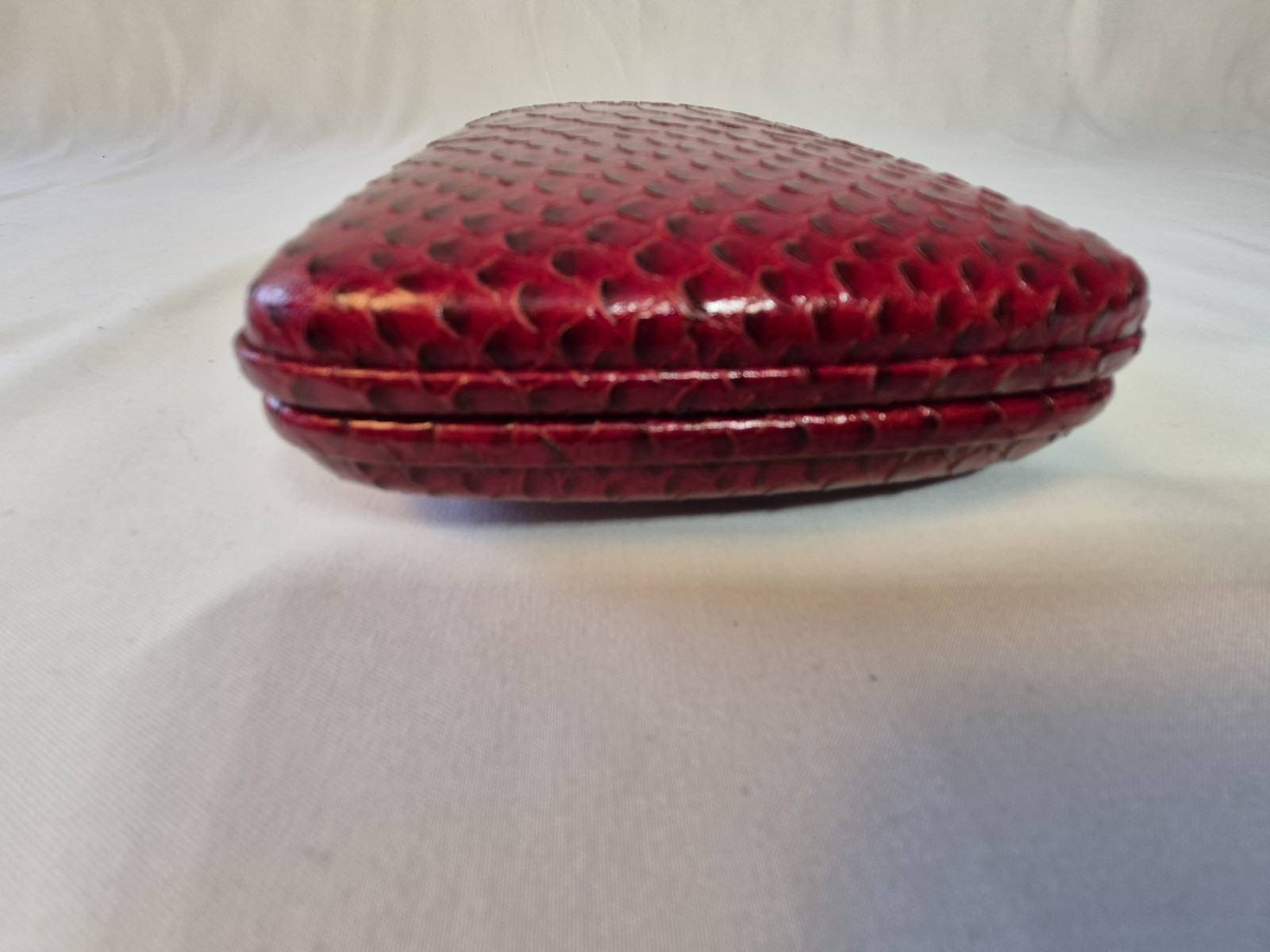 Sergio Rossi Vintage Red Snakeskin Hard Case Clutch Minaudiere Luxury Bag Italy