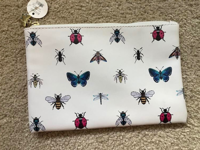 Eccolo Deluxe Pouch Bag Clutch White Bugs Insects Bee Ant Ladybug Moth BNWT