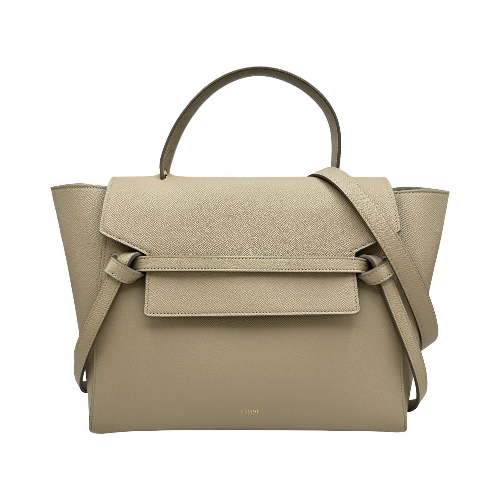CELINE Belt Bag Mini Beige Leather Shoulder Bag 176103 #OKB6727