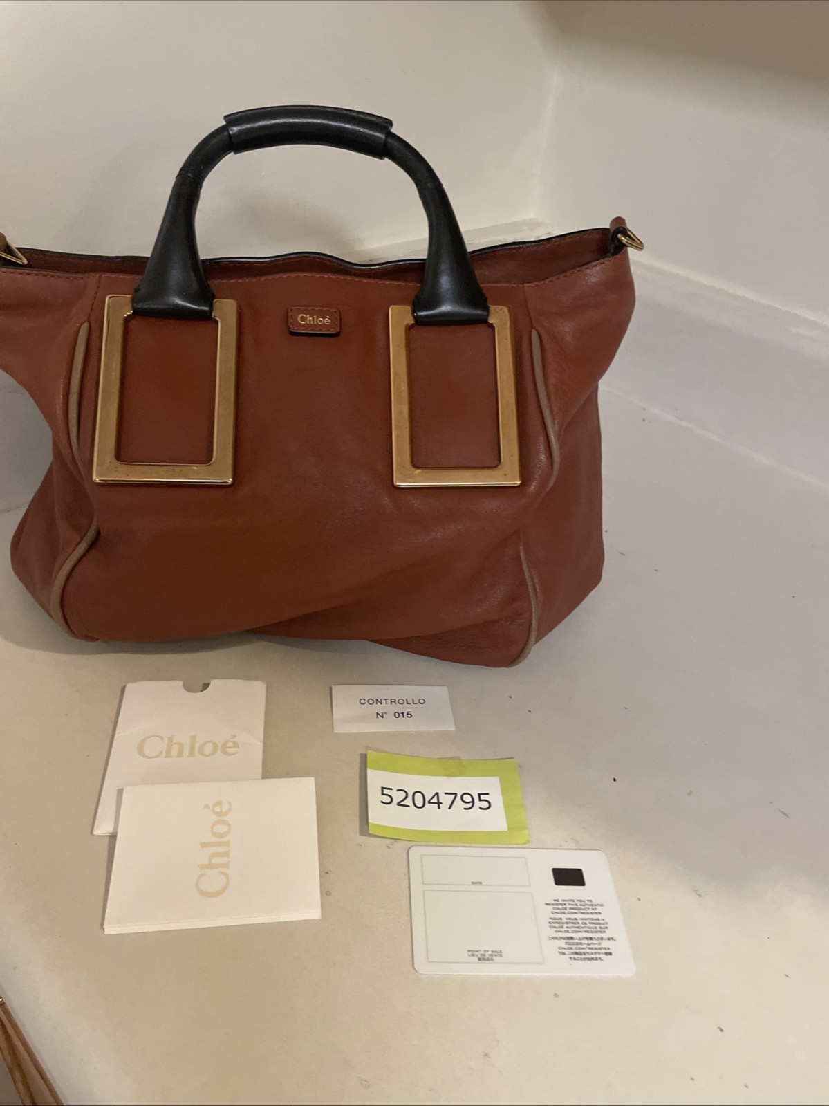 Chloe Ethel Brown Cognac Brown Leather Handbag Classic Elegant. EUC 12” X10 X5”