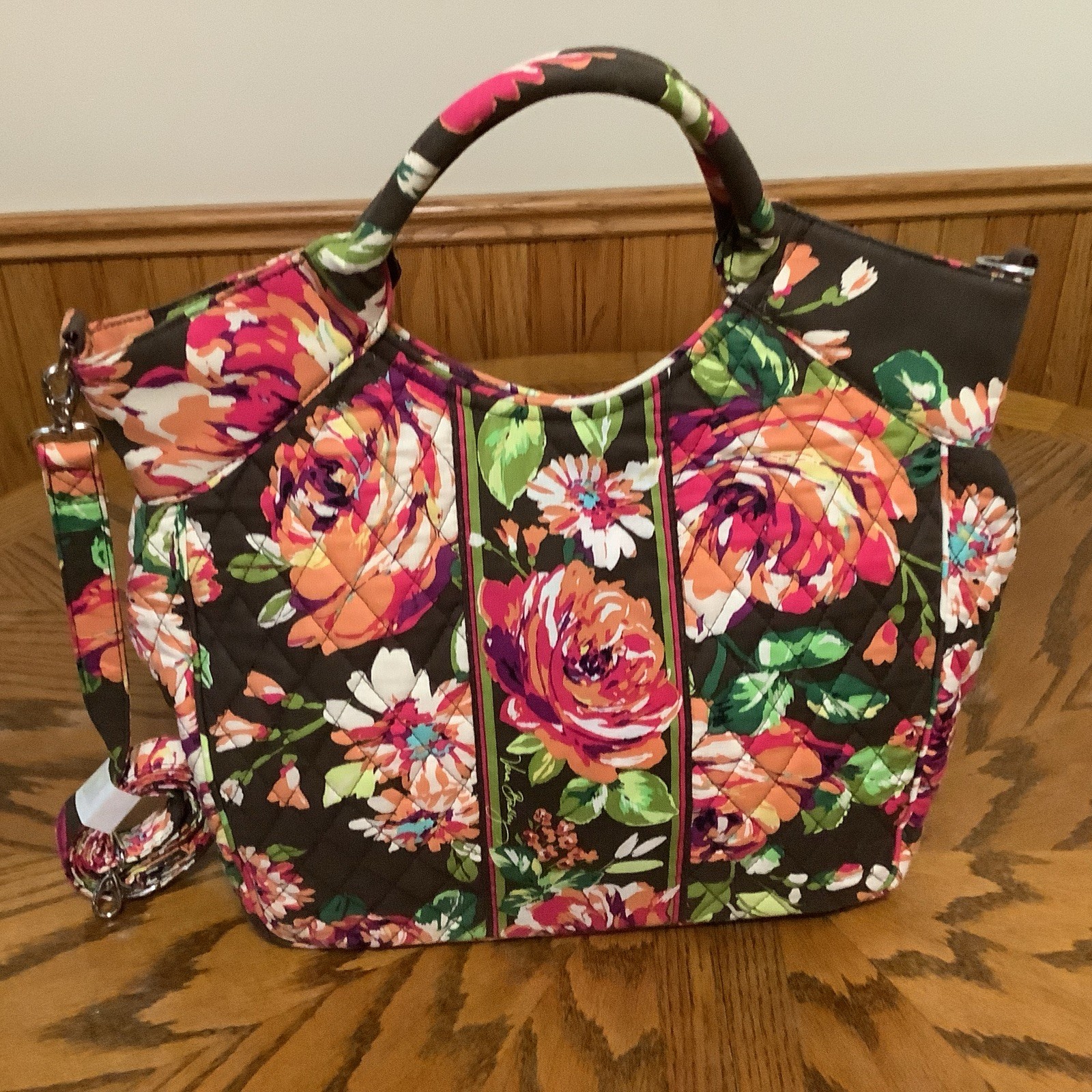 Vera Bradley Two Way Tote, Crossbody English Rose Purse Floral Multi Color