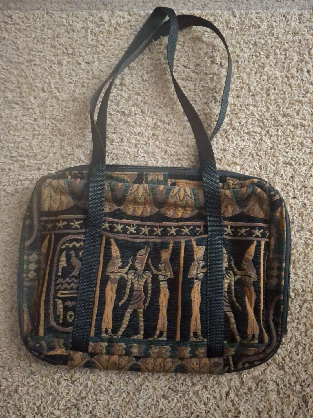 Gevive by Boyt Bag Black Handle Egyptian Boho Vintage Showline Chicago 15″ X 12″