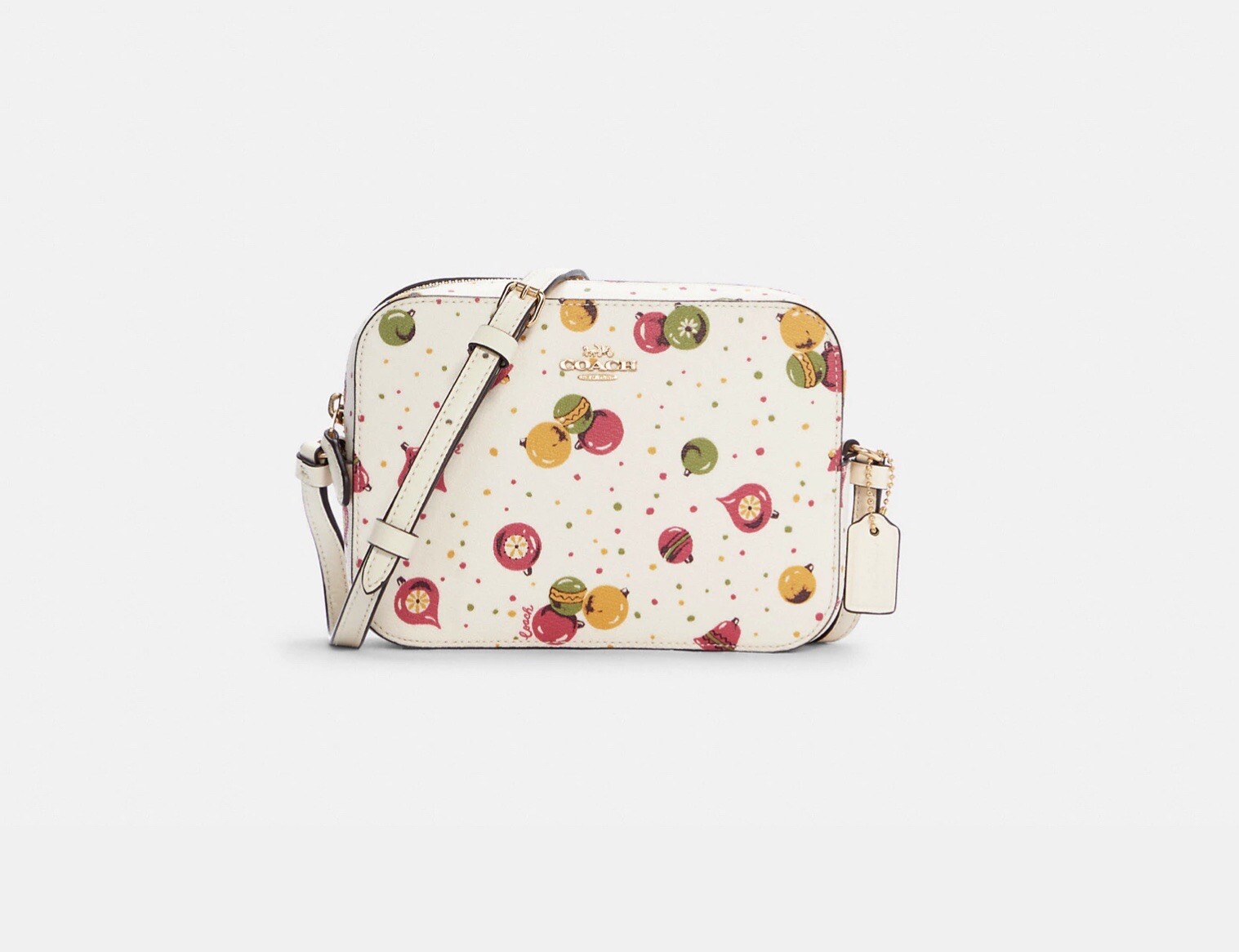 ☂️🍄Coach☄️MINI☄️Camera Bag with Ornament Print C7402 Gold/Chalk Multi