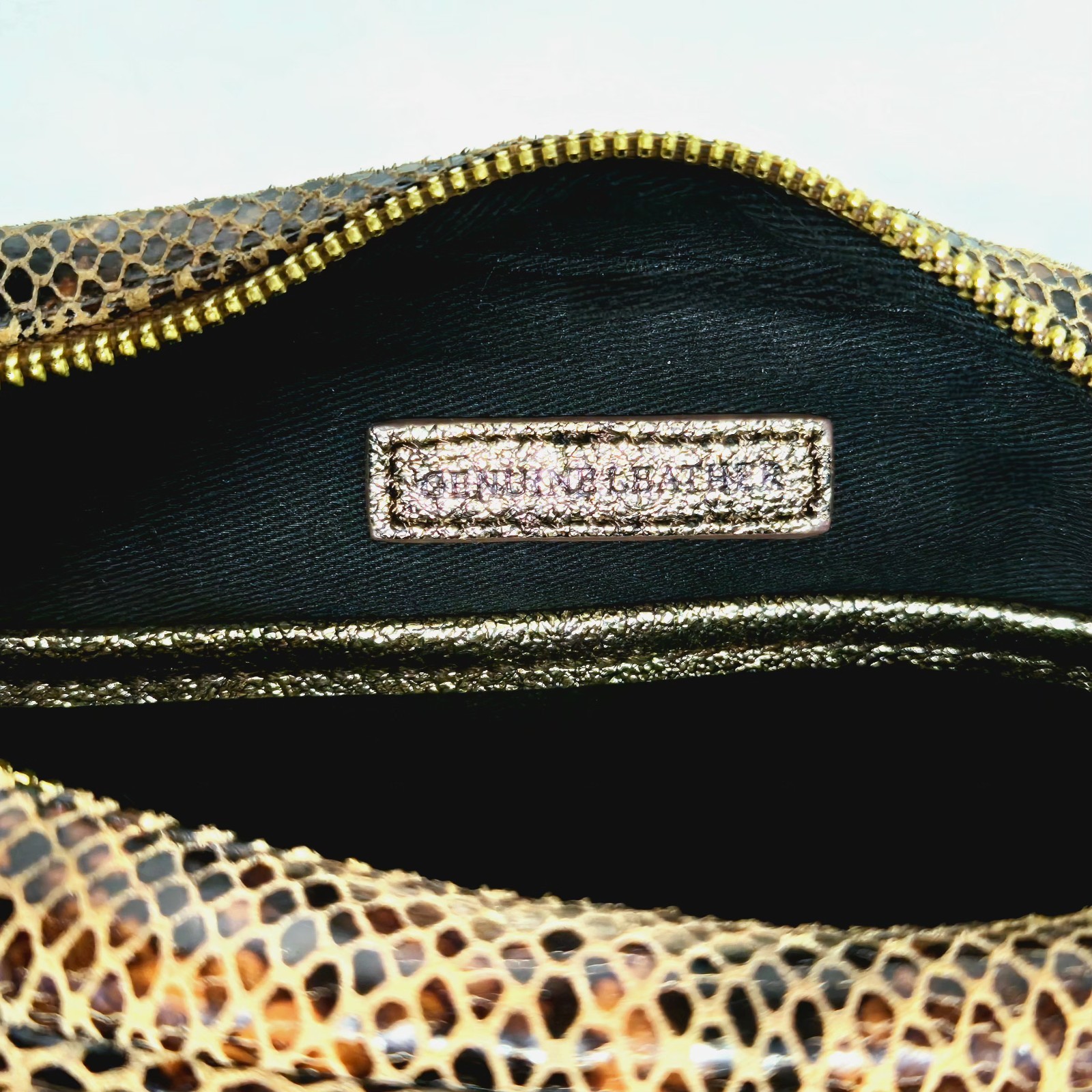 ​G.I.L.I. Bronze Snake Embossed Leather Camera Crossbody Bag Bronze Gold