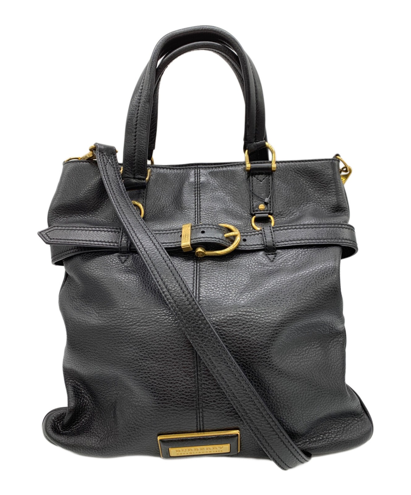 BURBERRY 2-Way Handbag Black Leather Shoulder bag