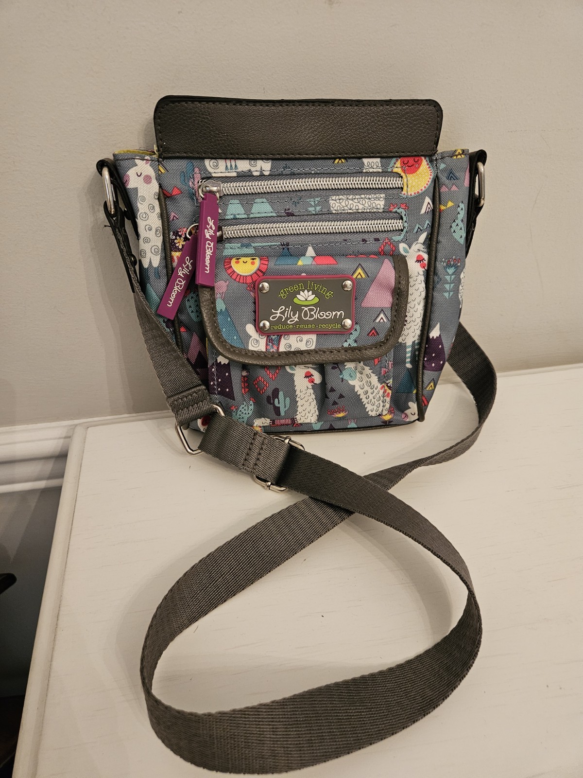 Lily Bloom Llama Mama Crossbody Purse Recycled Plastic Green Living