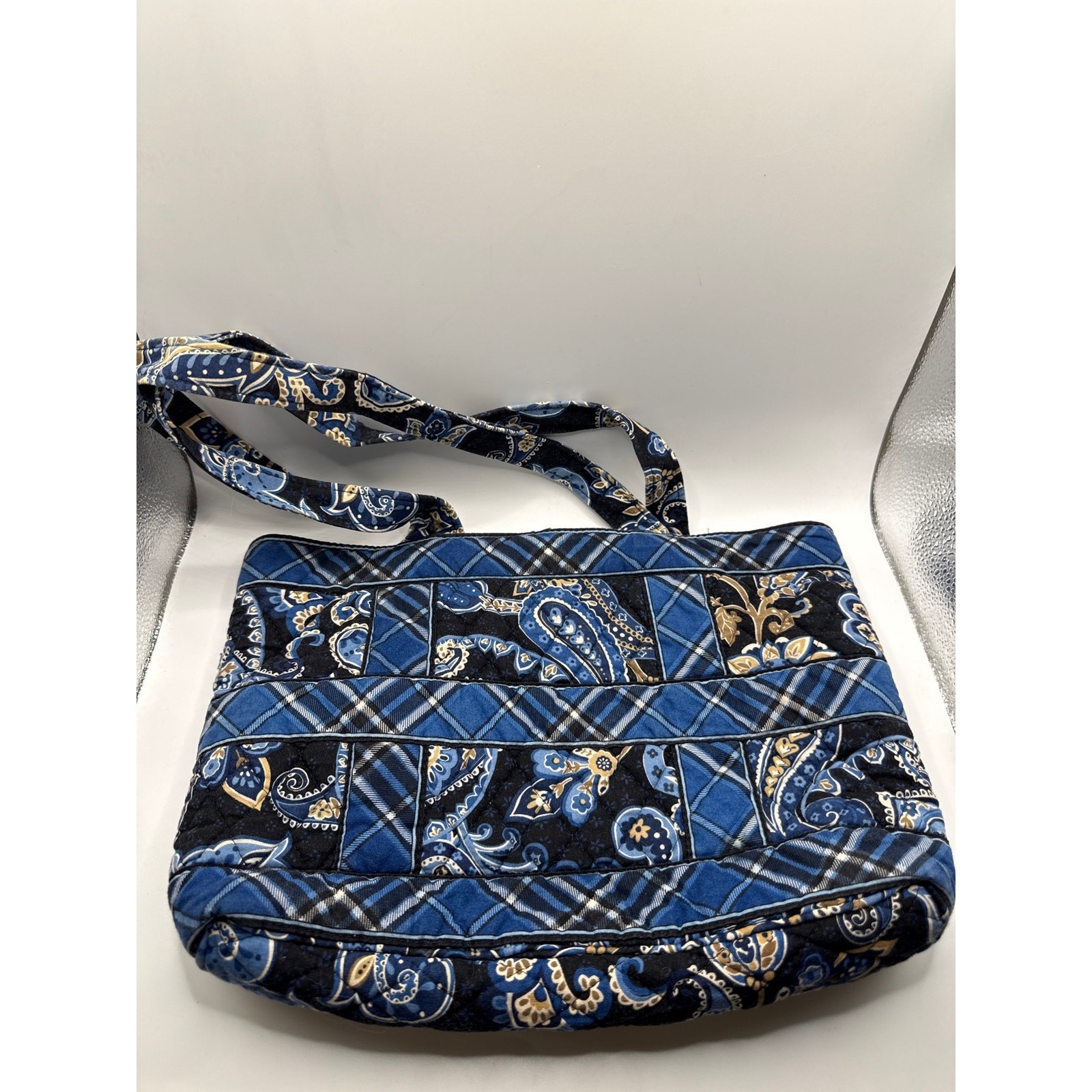 Vintage Vera Bradley Tic Tac Tote Windsor Navy 2004 Retired Quilted Shoulder Bag