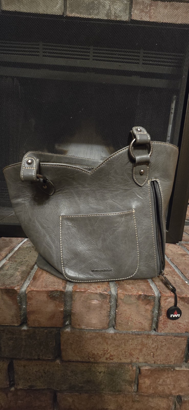 Montana West Gray Beige Studded Fringe Shoulder Bag for Women