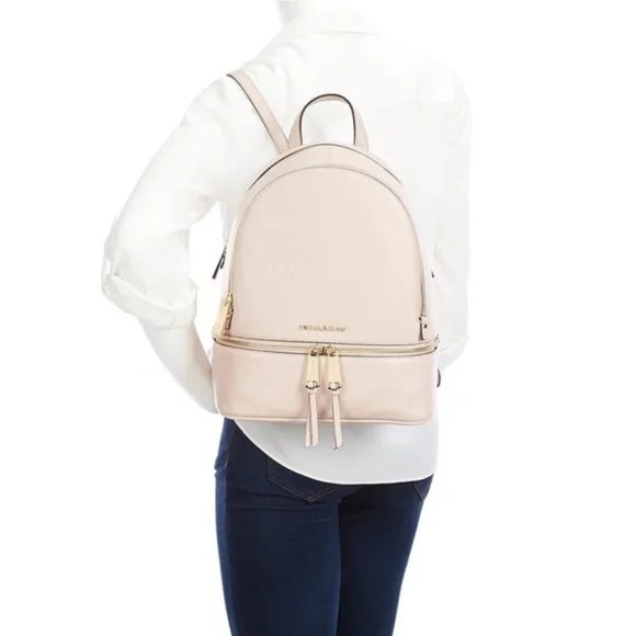 Michael Kors Rhea Zip Medium Leather Backpack – Soft Pink