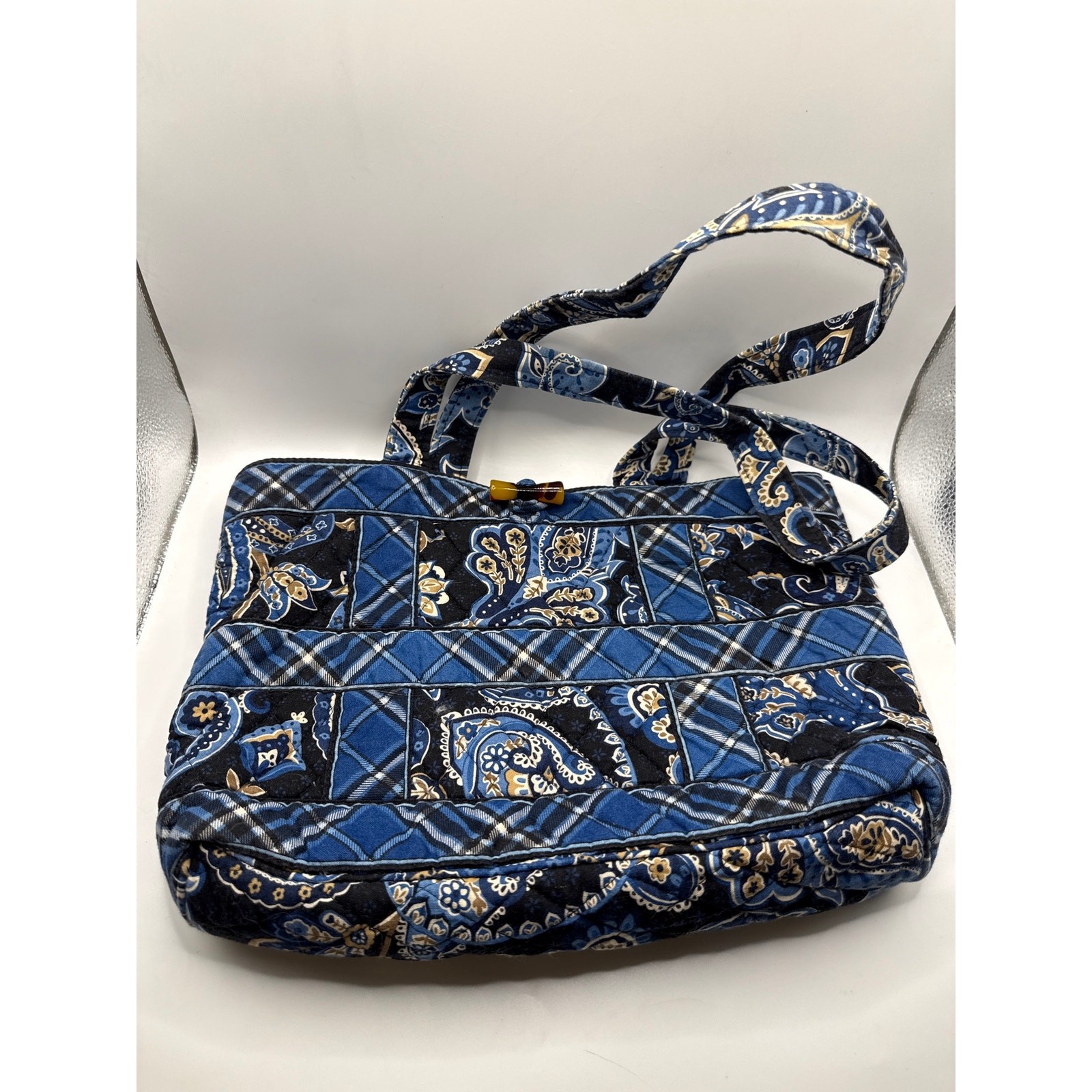 Vintage Vera Bradley Tic Tac Tote Windsor Navy 2004 Retired Quilted Shoulder Bag