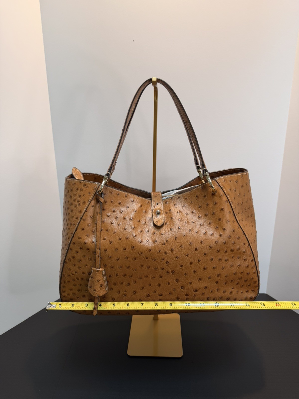 Dooney & Bourke Alto Camilla Ostrich Embossed Leather Large Zip Tote
