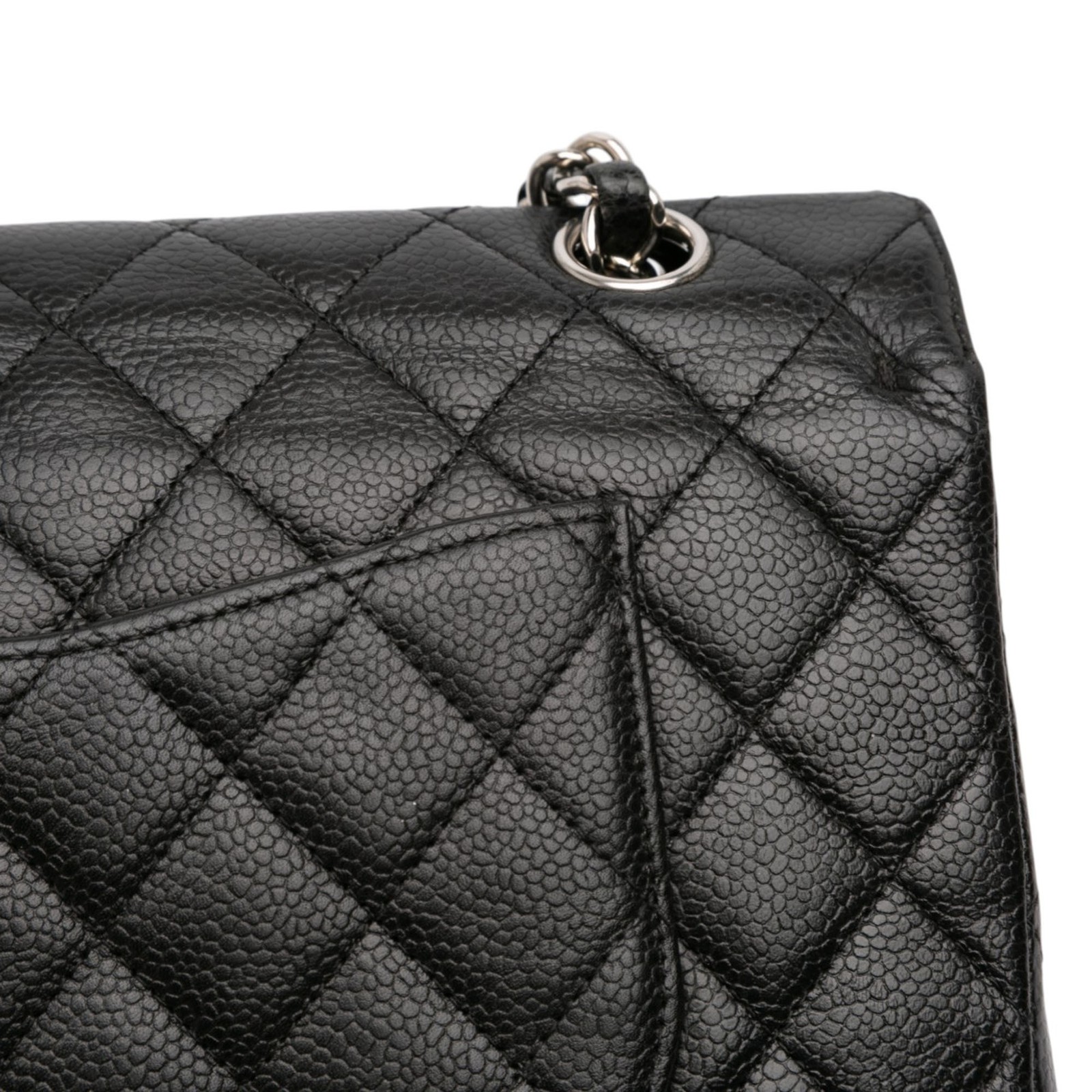 Chanel Medium Classic Caviar Double Flap Pre-Loved Shoulder Bag Black