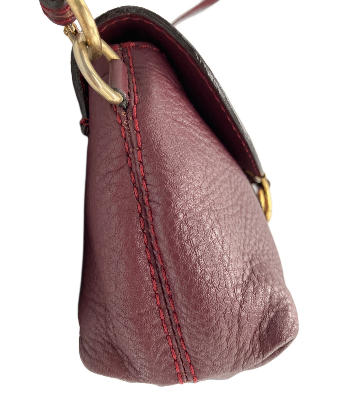 CHLOE Shoulder Bag Marcie Wine Red Leather Crossbody Authentic From Japan