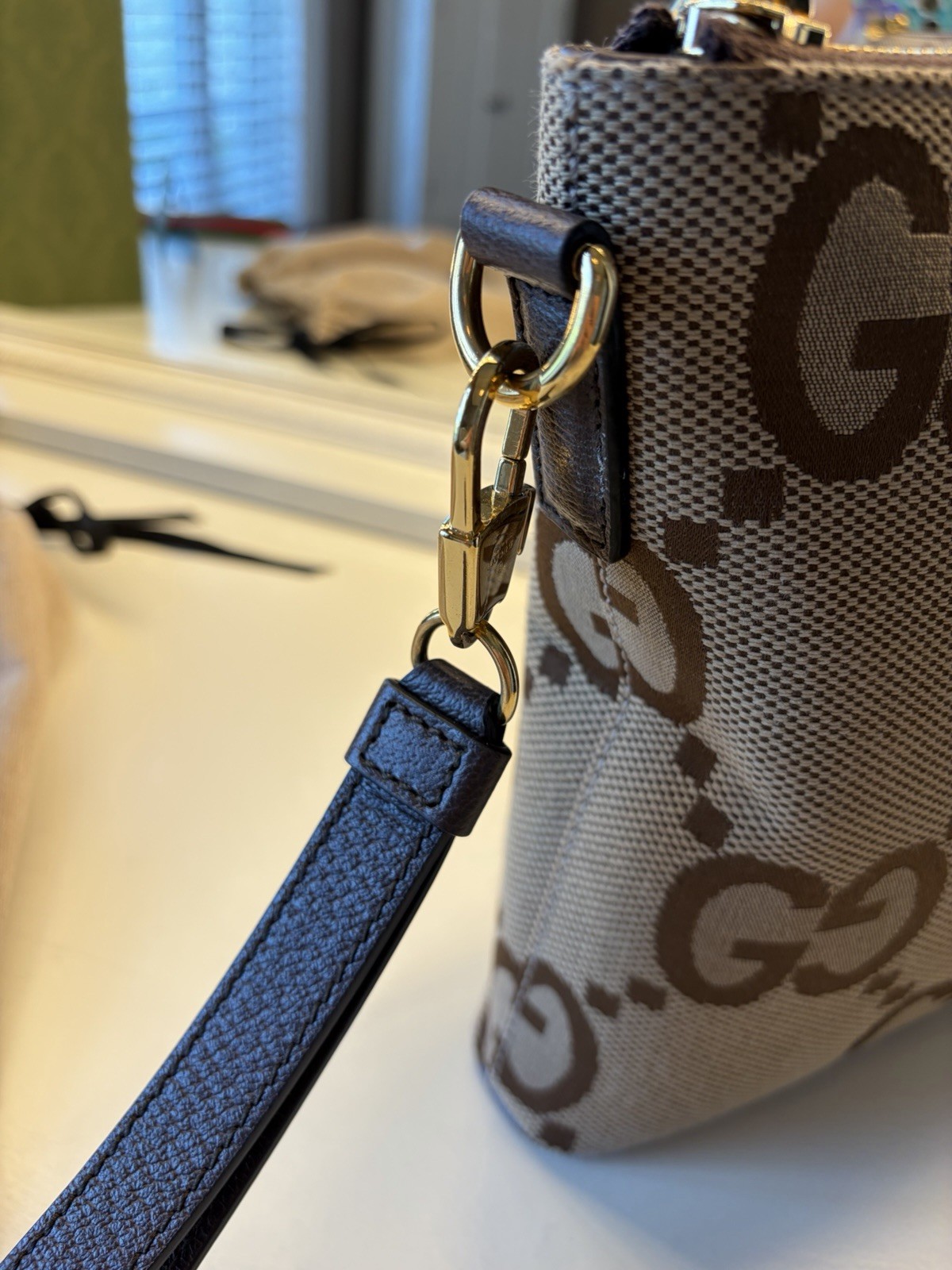 Authentic Gucci Jumbo GG Web Stripe Coated Canvas Crossbody/Clutch/Shoulder Bag