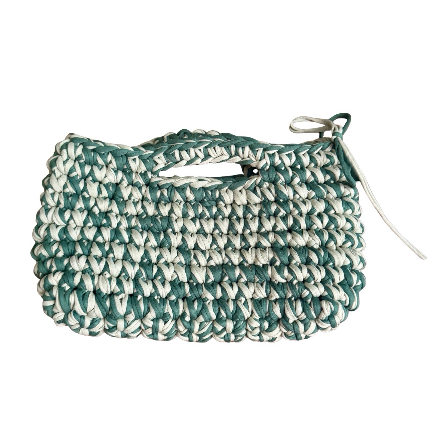 Dark And Sage Green Egyptian Cotton Crochet Handmade Crossbody Clutch Bag