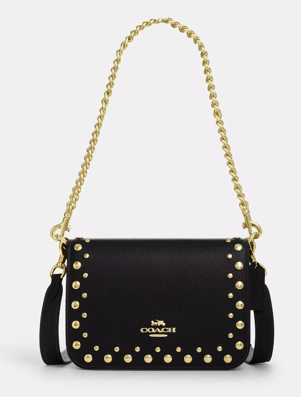 Coach Women’s Black Quinn W/Rivets Shoulder/Crossbody Bag (CAK01) – NWT