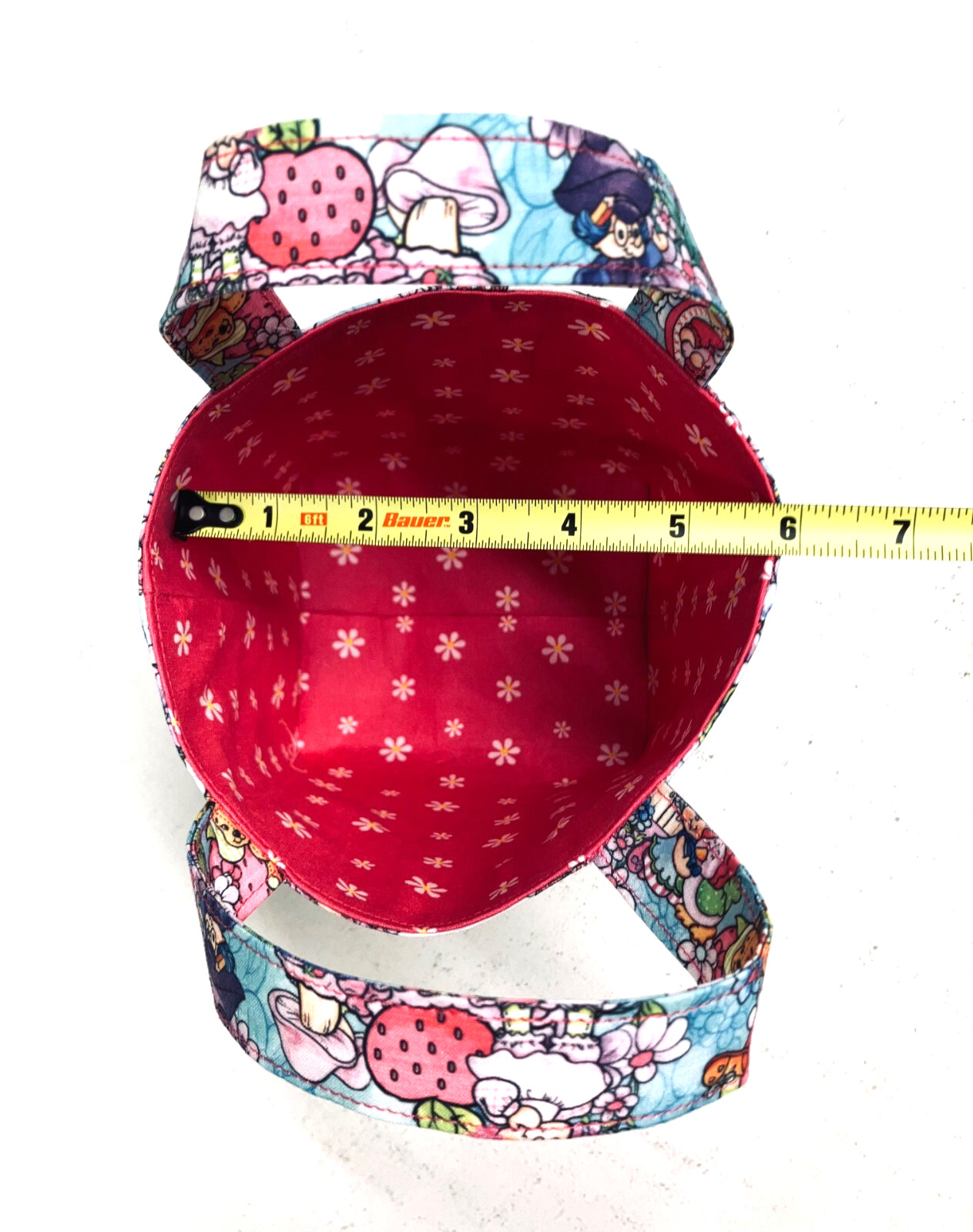Handmade Fabric Lined Mini Tote Bag/Gift Bag Blue Strawberry Shortcake Print New