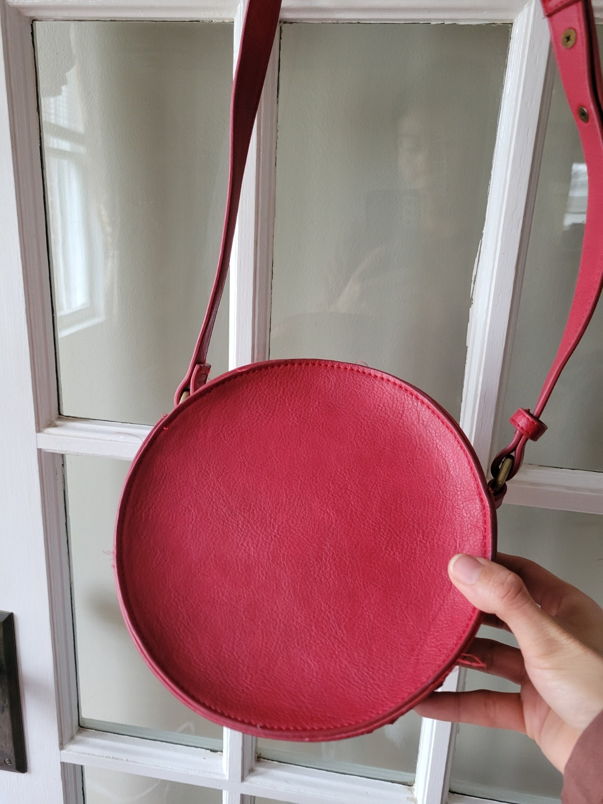 American Eagle Red Aeo Whip Stitch Crossbody Bag Leather