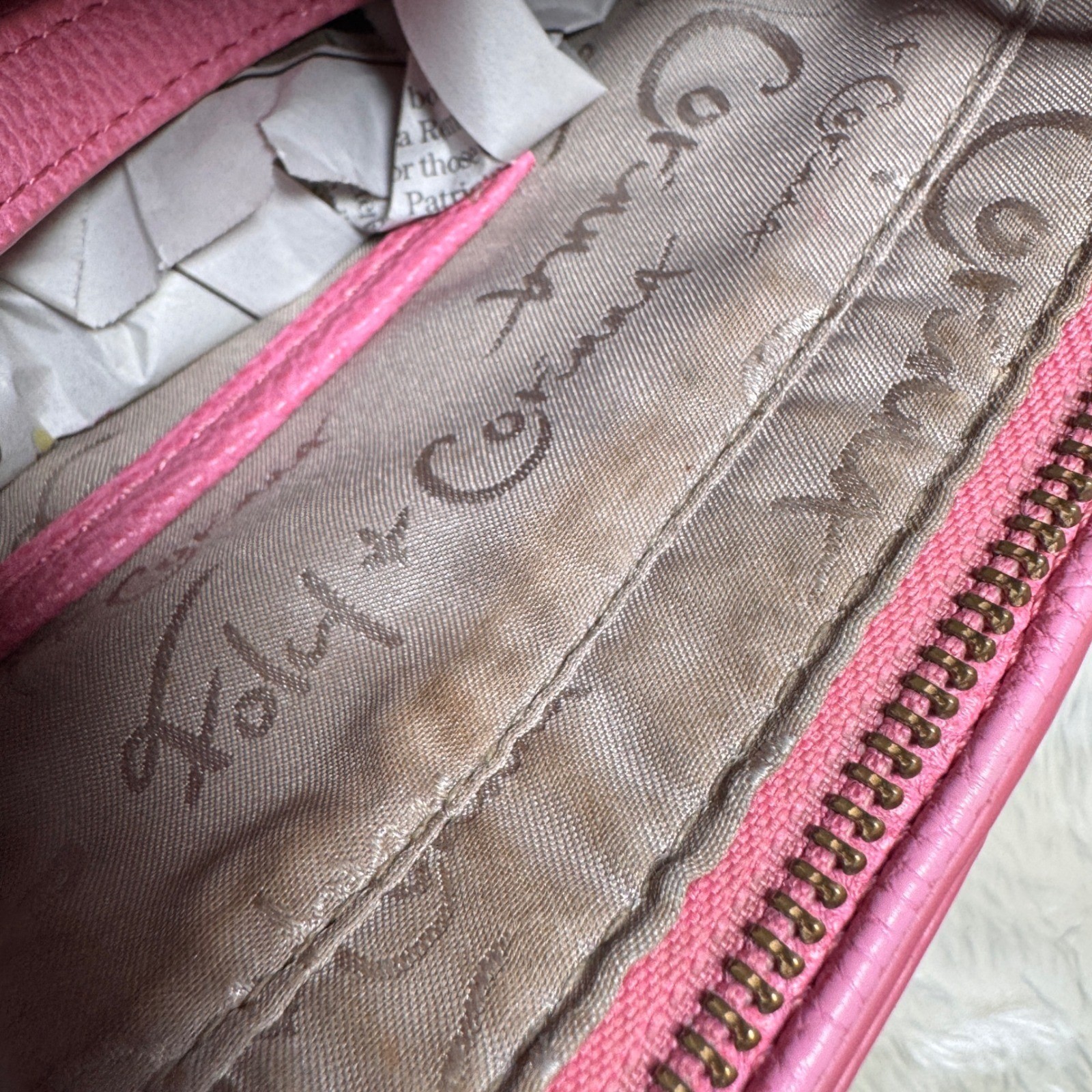 Foley + Corinna Pink Vegan Leather Ring Handle Crossbody Bag Satchel