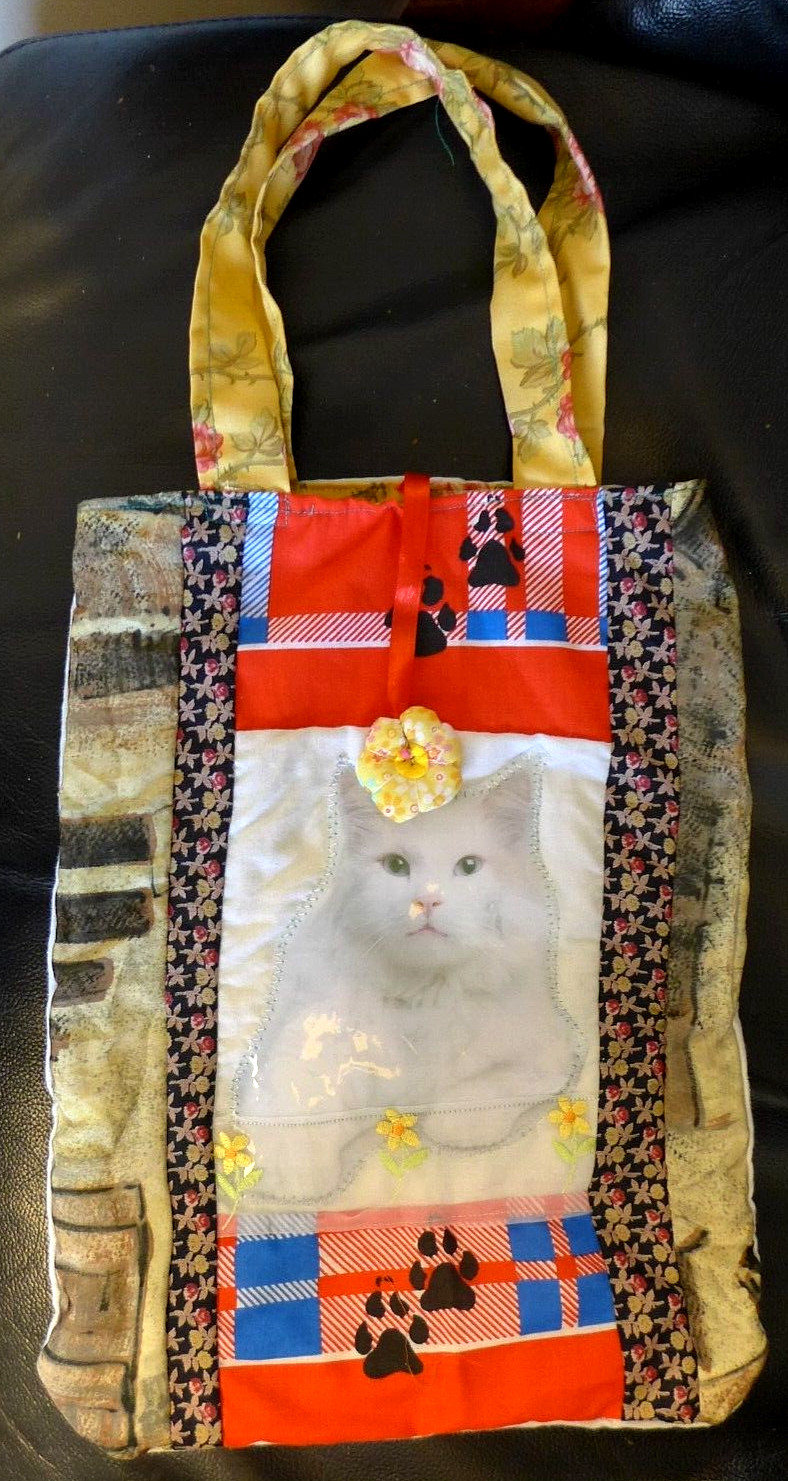Womens Bag Cotton Handmade Quilted Purse 11 x 15 Inch Tote Multi Colors Pockets