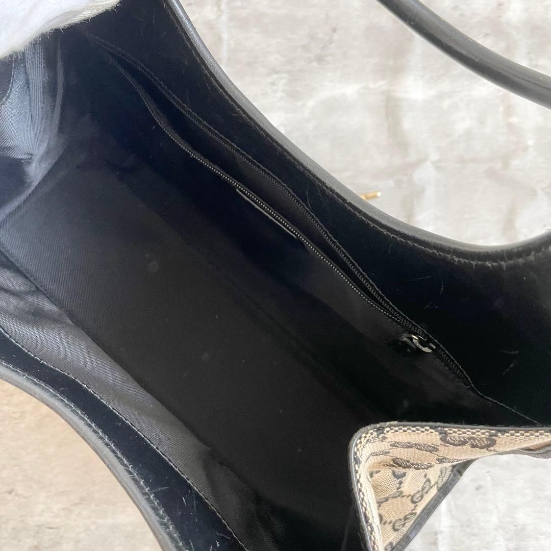 GUCCI Jackie Handbag Canvas GG Pattern Black