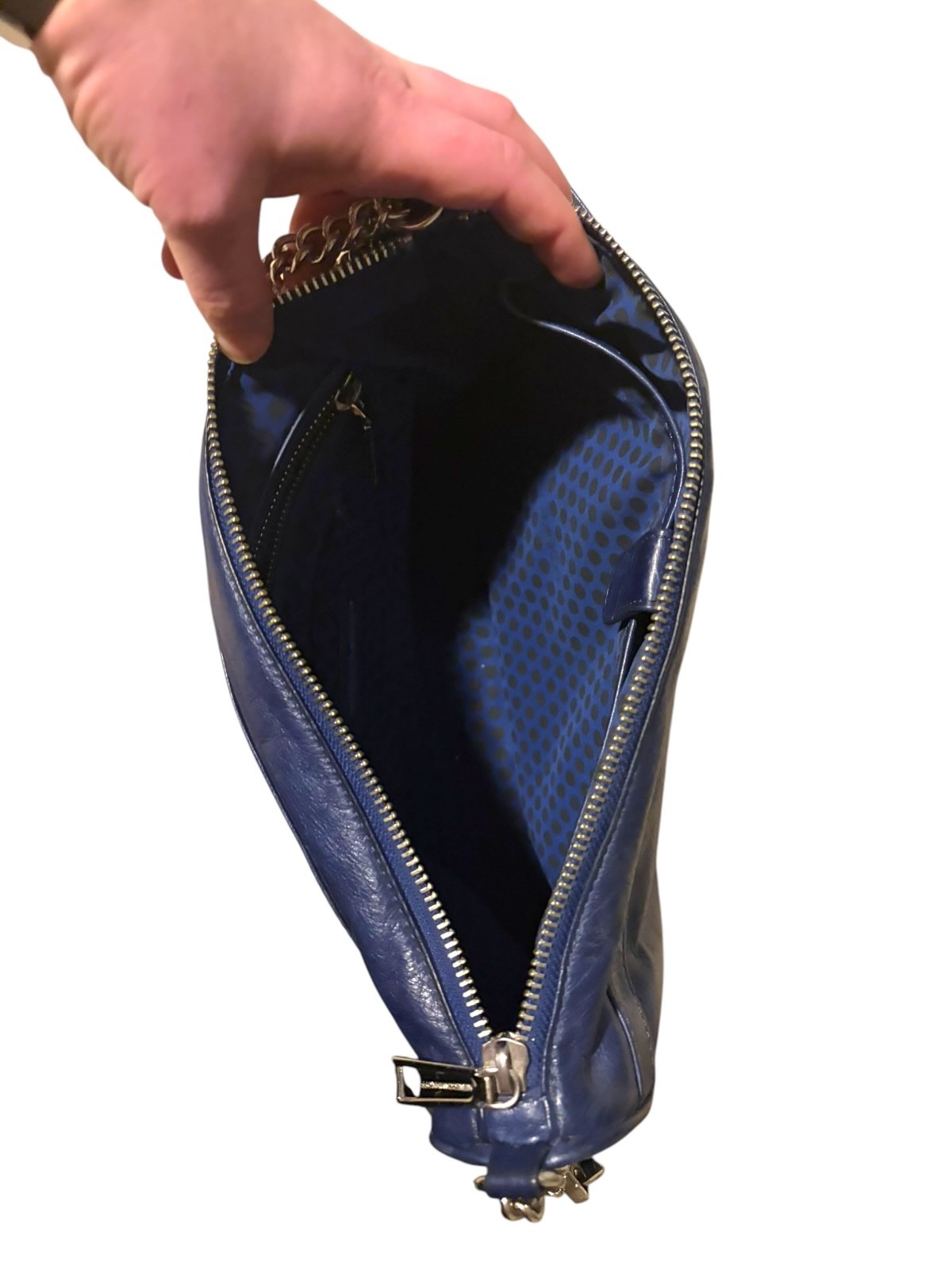 Rebecca Minkoff Dark Blue Leather MAC Crossbody Shoulder Bag Chain Strap