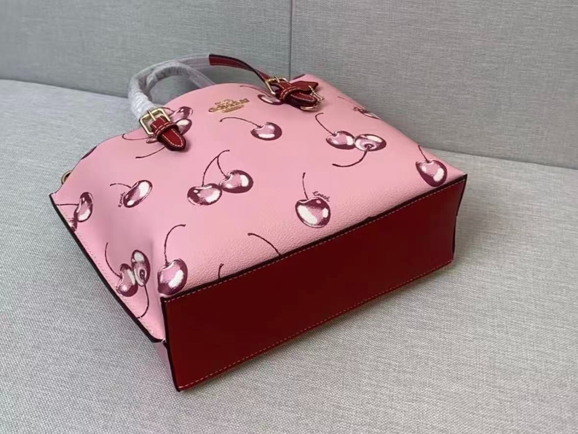 Coach CR293 Molly Tote Shoulder Bag Cherry Print 25 Ladies New