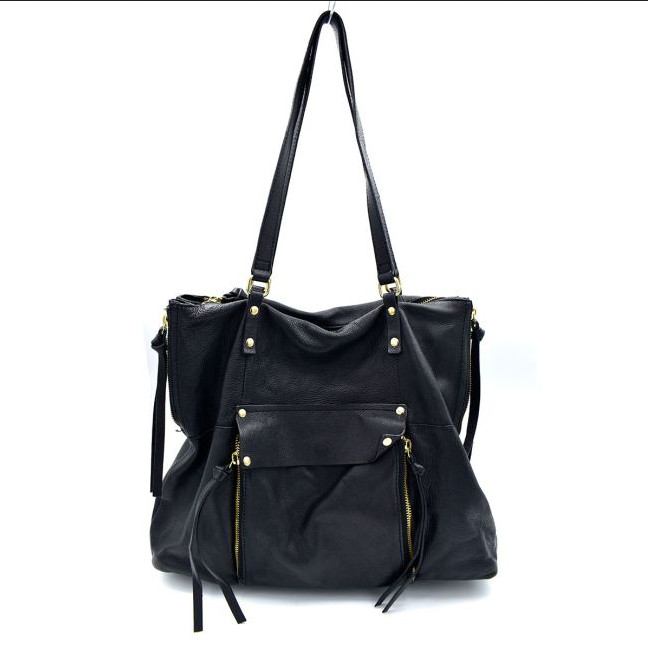 KOOBA Everette Shoulder Bag black pebbled leather with tassels