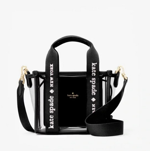 Kate Spade Kip Clear Mini Tote Crossbody See Through Stadium Bag – Black