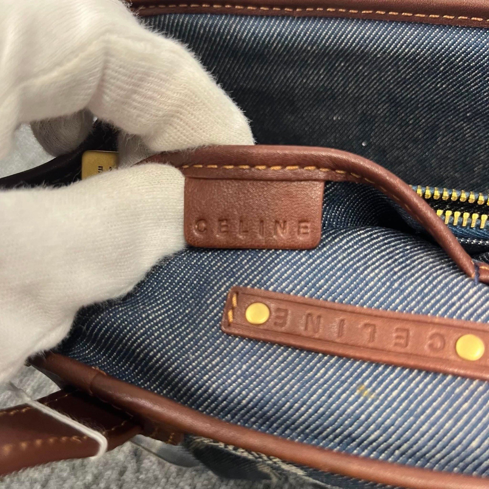 CELINE Macadam Denim Triomphe Small Tote Bag