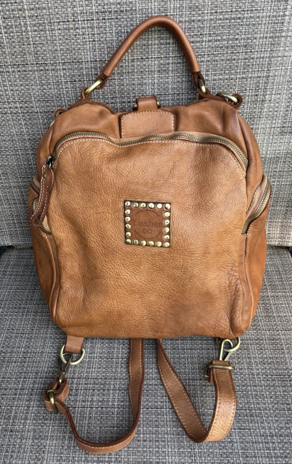 $395 LUSHER Quest Backpack Purse Made In Italy