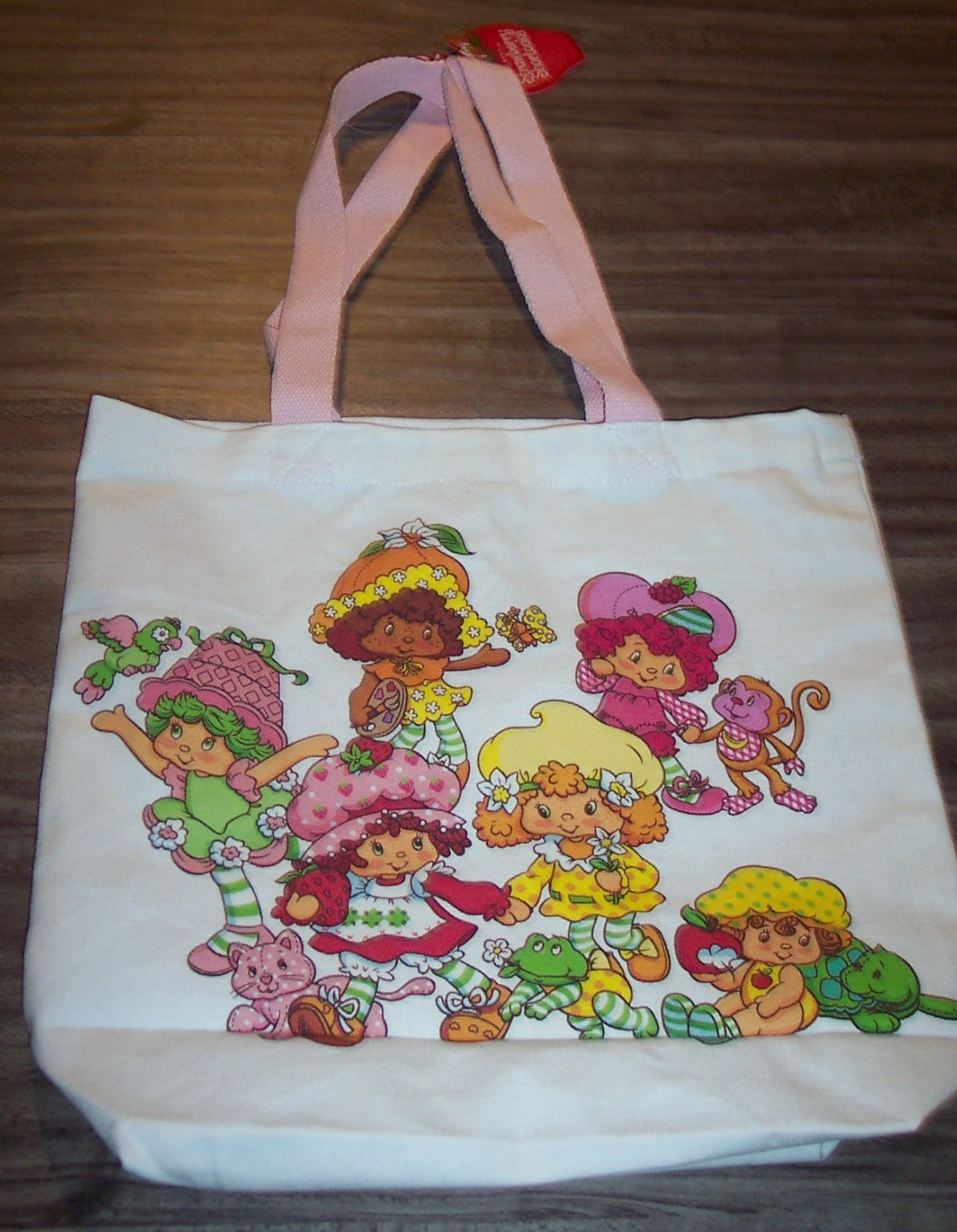 VINTAGE STYLE STRAWBERRY SHORTCAKE BERRY CUTE 14″ x 14″ FABRIC TOTE BAG NEW